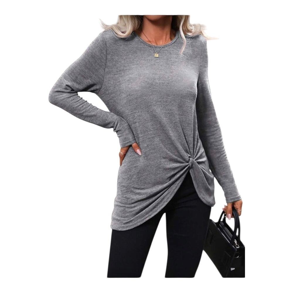 Women's Casual Twist Knot Long Sleeve gray Top
Size medium casual everyday wear